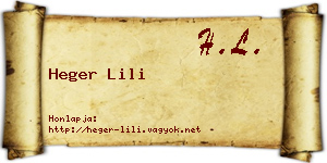 Heger Lili névjegykártya